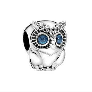 Owl Bracelet Charm Sterling Silver 925 Blue Eyes Animal Lover Jewelry Gift Boho
